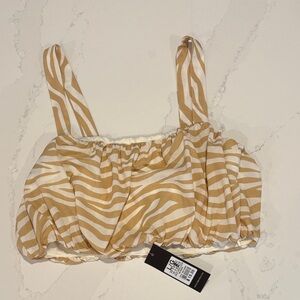 Forever 21 Tan and White Zebra Crop Top Size Large